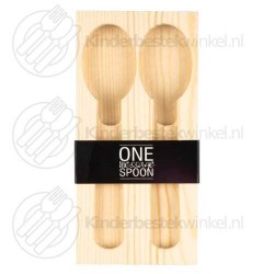 Textsked förpackning trä för 2 skedar