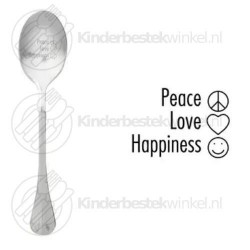 Peace Love Happiness text spoon