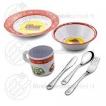 Voertuigen kinderset melamine rvs 6-delig Voertuigen kinderset melamine 6-delig